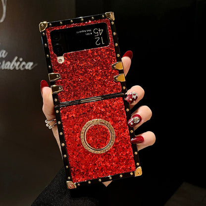 Glitter Diamond Ring Phone Case for Samsung Galaxy Z Flip4 Flip3 Samsung Cases