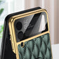 Newest Luxury Leather Electroplating Diamond Protective Cover For Samsung Galaxy Z Flip4 Flip3 5G Samsung Cases