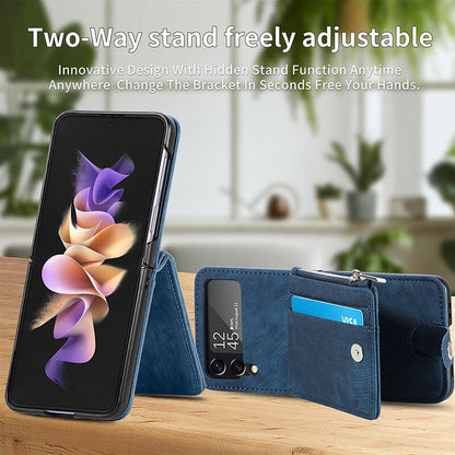 Wallet Case For Samsung Galaxy Z Flip4 Flip3 with Detachable Card Slot Kickstand Zipper Samsung Cases