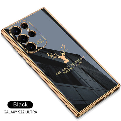 Luxury Deer Pattern Camera All-inclusive Electroplating Process Case For Samsung S22 S21 Series Samsung Case