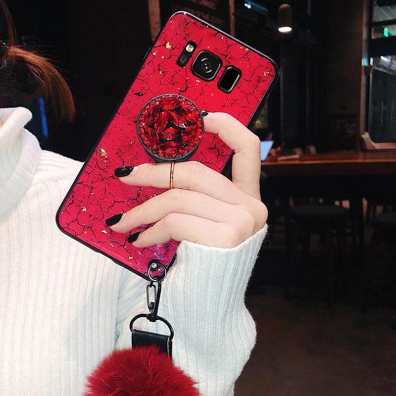 American Style Phone Case For Samsung Galaxy with Bracket/Fur Ball