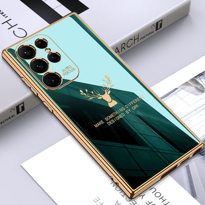Luxury Deer Pattern Camera All-inclusive Electroplating Process Case For Samsung S22 S21 Series Samsung Case