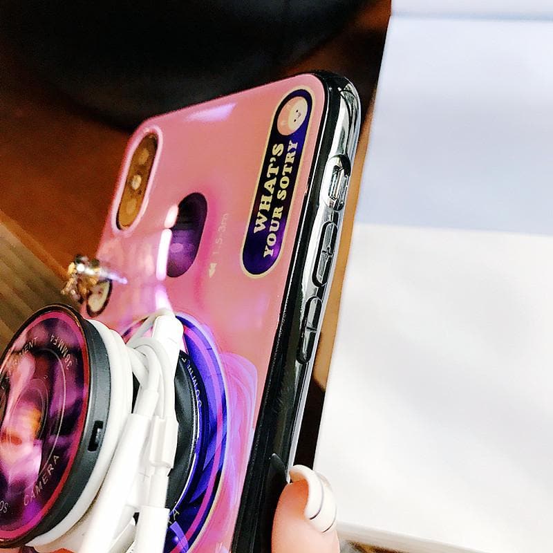 Ins Trendy Bracket Lanyard Camera iPhone Case