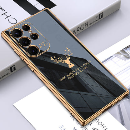 Luxury Deer Pattern Camera All-inclusive Electroplating Process Case For Samsung S22 S21 Series Samsung Case