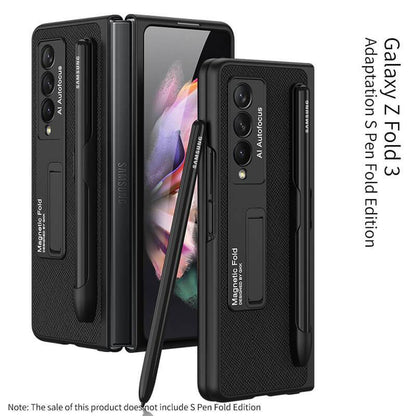 Luxury Leather Cover With Pen Slot Holder - Samsung Z Fold3 5G Phone Case Samsung Galaxy Z Fold 3 Case