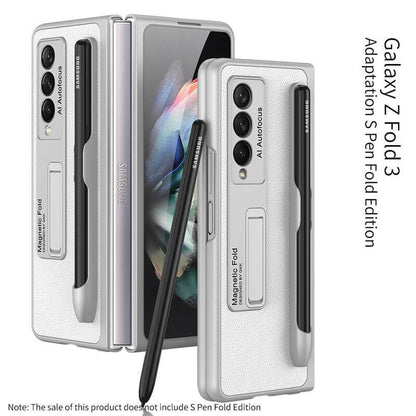 Luxury Leather Cover With Pen Slot Holder - Samsung Z Fold3 5G Phone Case Samsung Galaxy Z Fold 3 Case