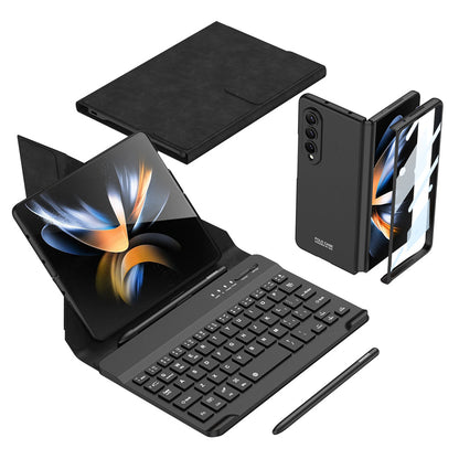Newest Bluetooth 3.0 Keyboard Magnetic Folding Bracket All-inclusive Leather Cover For Samsung Galaxy Z Fold3 Fold4 5G Samsung Cases