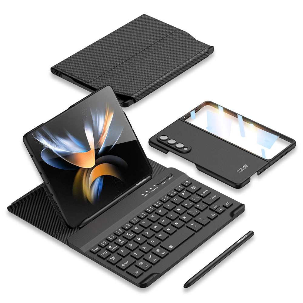 Newest Bluetooth 3.0 Keyboard Magnetic All-inclusive Leather Cover For Samsung Galaxy Z Fold3 Fold4 5G Come With keyboard+Holster Bracket+Phone Case+Capacitive Pen Samsung Cases