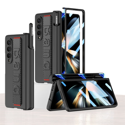 Magnetic Hinge S Pen Slot Luxury Wristband Holder Phone Case For Samsung Galaxy Z Fold4 Fold3 5G Case With Back Screen Glass Protector Samsung Cases