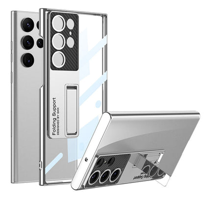 Magnetic Bracket Electroplated Clear Phone Case For Samsung Galaxy S23 Ultra Plus pphonecover