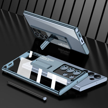 Electroplated Clear Phone Case With Invisible Bracket For Samsung Galaxy S23 S22 Ultra Plus - mycasety2023 Mycasety