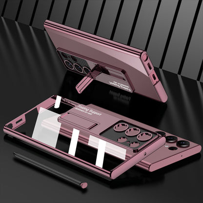 Electroplated Clear Phone Case With Invisible Bracket For Samsung Galaxy S23 S22 Ultra Plus - mycasety2023 Mycasety