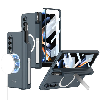 Magnetic Magsafe Wireless Charge Toughened Film Integrated Case With Bracket Pen Box For Samsung Galaxy Z Fold 4 5G Samsung Cases