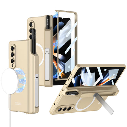 Magnetic Magsafe Wireless Charge Toughened Film Integrated Case With Bracket Pen Box For Samsung Galaxy Z Fold 4 5G Samsung Cases