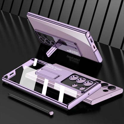 Electroplated Clear Phone Case With Invisible Bracket For Samsung Galaxy S23 S22 Ultra Plus - mycasety2023 Mycasety
