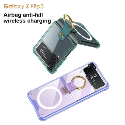Newest Galaxy Z Flip3 Flip4 Magnetic Airbag Anti-fall Wireless Charging Phone Case Samsung Cases