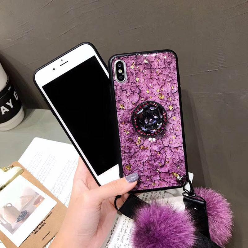 American Style Phone Case For iPhone with Bracket/Fur Ball