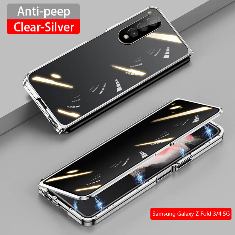 Samsung Galaxy Z Fold3 Fold4 Magnetic Double-Sided Protection Tempered Glass Aluminum Frame Phone Case