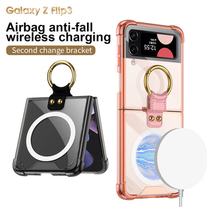 Newest Galaxy Z Flip3 Flip4 Magnetic Airbag Anti-fall Wireless Charging Phone Case Samsung Cases