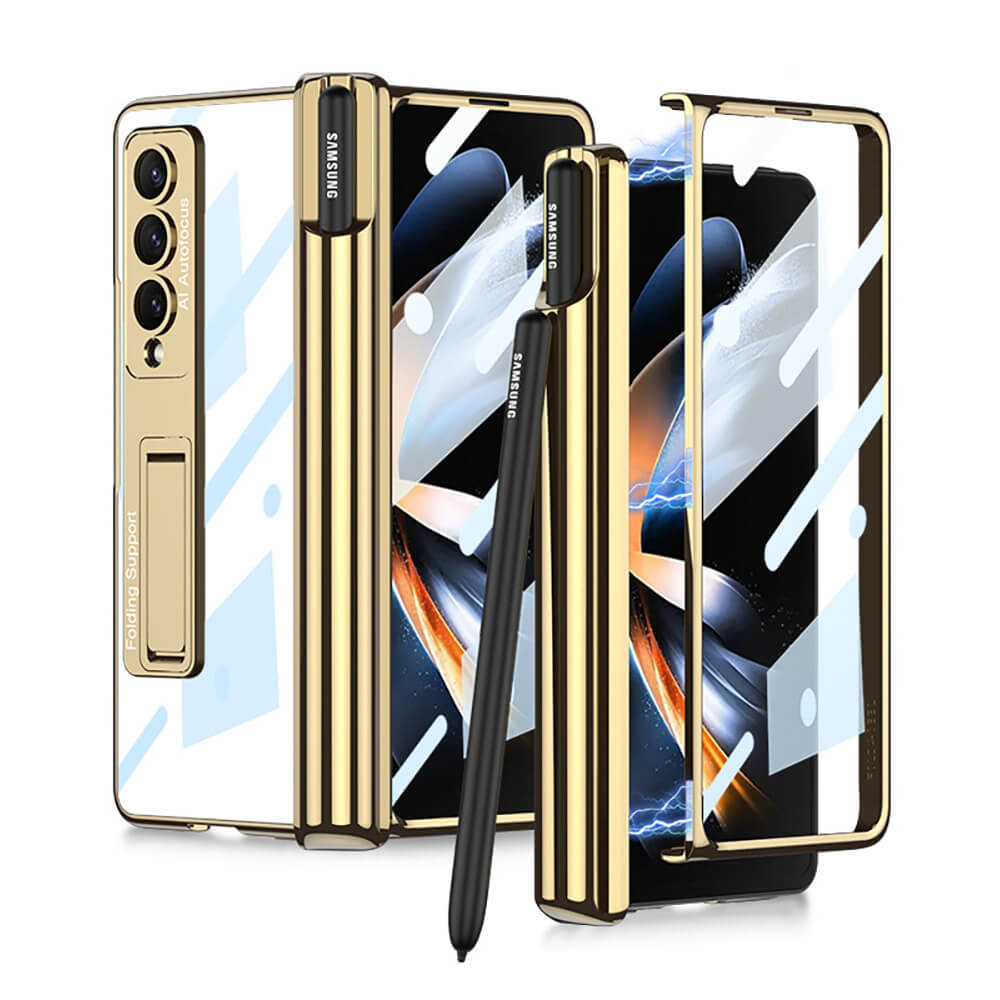 Galaxy Z Fold4 Fold3 | Magnetic Pen Holder Folding Bracket shell Privacy Film Integration Case Samsung Cases