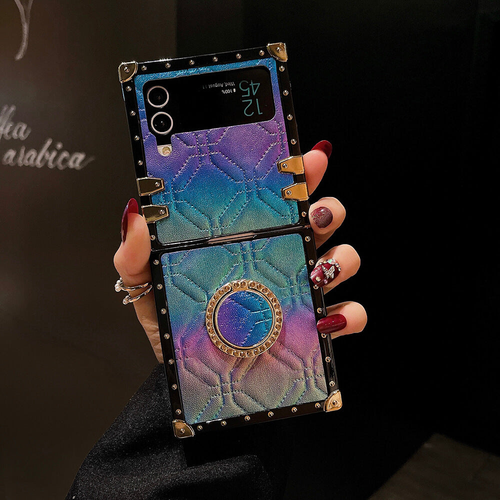 Diamond Leather Ring Phone Case for Samsung Galaxy Z Flip4 Flip3 - GiftJupiter