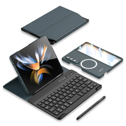 Newest Bluetooth 3.0 Keyboard Magnetic All-inclusive Leather Cover For Samsung Galaxy Z Fold3 Fold4 5G Come With keyboard+Holster Bracket+Phone Case+Capacitive Pen Samsung Cases