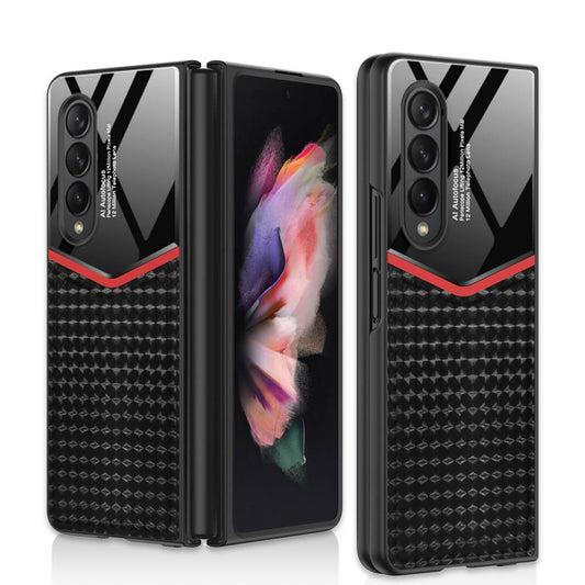 Ultra-thin plain leather luxury business Tempered Glass - Samsung Galaxy Z Fold 3 5G Phone Case Samsung Galaxy Z Fold 3 Case