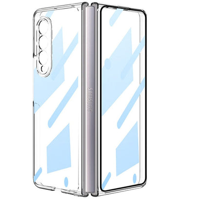 Luxury Leather Carbon Fiber Plating Case For Samsung Galaxy Z Fold3 Fold2 With Tempered Glass Screen Samsung Galaxy Z Fold 3 Case