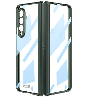 Luxury Leather Carbon Fiber Plating Case For Samsung Galaxy Z Fold3 Fold2 With Tempered Glass Screen Samsung Galaxy Z Fold 3 Case