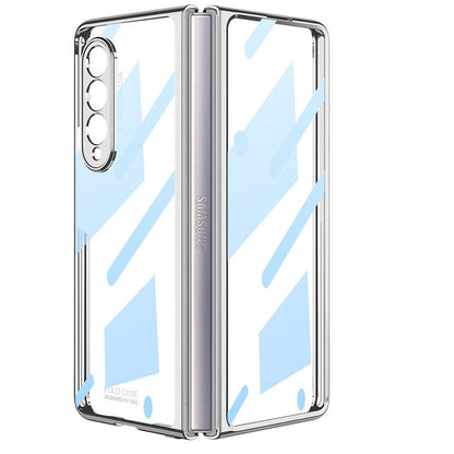 Luxury Leather Carbon Fiber Plating Case For Samsung Galaxy Z Fold3 Fold2 With Tempered Glass Screen Samsung Galaxy Z Fold 3 Case
