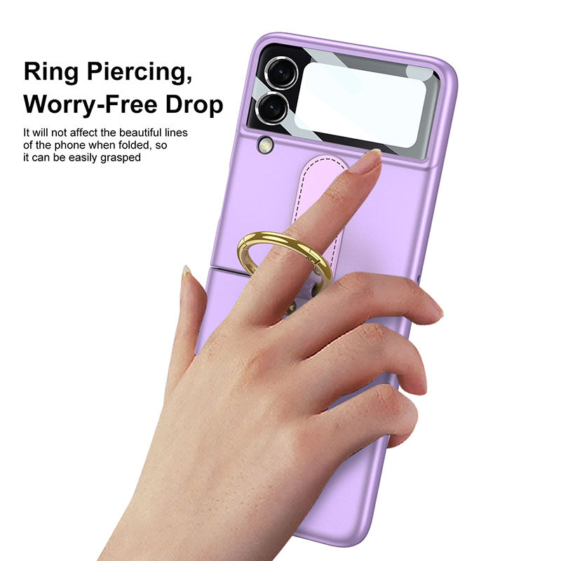Original Back Screen Glass Matte Hard Cover With Finger-Ring For Samsung Z Flip4 Flip3 5G Samsung Cases