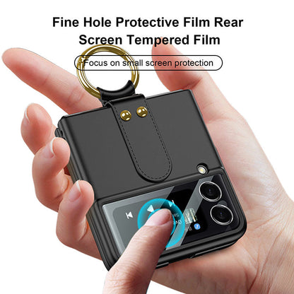 Original Back Screen Glass Matte Hard Cover With Finger-Ring For Samsung Z Flip4 Flip3 5G Samsung Cases