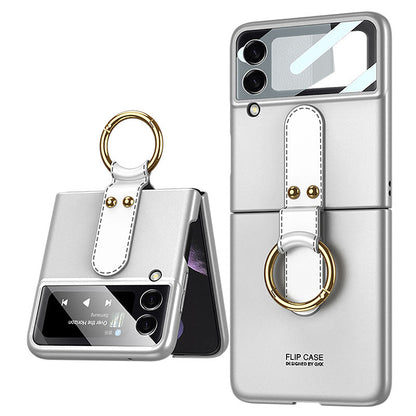 Original Back Screen Glass Matte Hard Cover With Finger-Ring For Samsung Z Flip4 Flip3 5G Samsung Cases