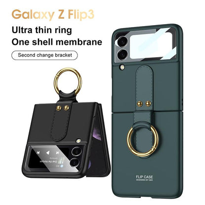 Original Back Screen Glass Matte With Finger-Ring - Samsung Z Flip 3 5G Phone Case Samsung Galaxy Z Flip 3 Case