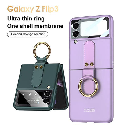 Original Back Screen Glass Matte With Finger-Ring - Samsung Z Flip 3 5G Phone Case Samsung Galaxy Z Flip 3 Case
