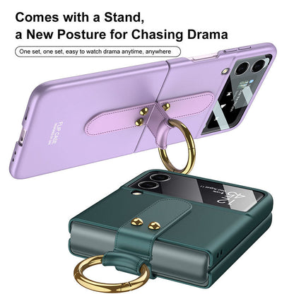 Original Back Screen Glass Matte Hard Cover With Finger-Ring For Samsung Z Flip4 Flip3 5G Samsung Cases