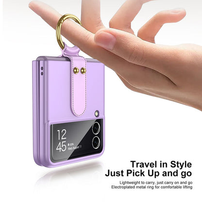 Original Back Screen Glass Matte Hard Cover With Finger-Ring For Samsung Z Flip4 Flip3 5G Samsung Cases
