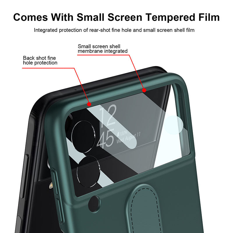 Original Back Screen Glass Matte Hard Cover With Finger-Ring For Samsung Z Flip4 Flip3 5G Samsung Cases