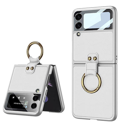 Original Leather Back Screen Tempered Glass - Samsung Z Flip 3 5G Phone Case Samsung Galaxy Z Flip 3 Case