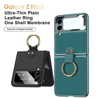 Original Leather Back Screen Tempered Glass - Samsung Z Flip 3 5G Phone Case Samsung Galaxy Z Flip 3 Case