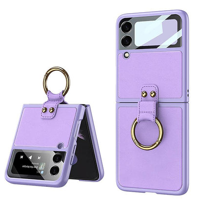 Original Leather Back Screen Tempered Glass - Samsung Z Flip 3 5G Phone Case Samsung Galaxy Z Flip 3 Case