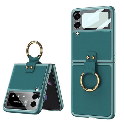 Original Leather Back Screen Tempered Glass - Samsung Z Flip 3 5G Phone Case Samsung Galaxy Z Flip 3 Case