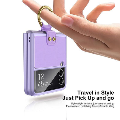 Original Leather Back Screen Tempered Glass - Samsung Z Flip 3 5G Phone Case Samsung Galaxy Z Flip 3 Case