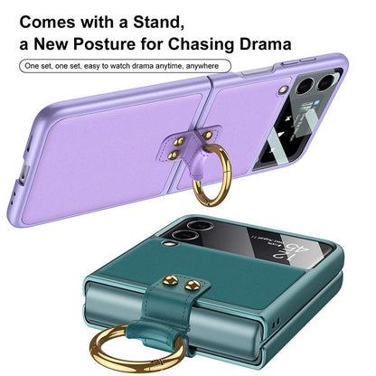 Original Leather Back Screen Tempered Glass - Samsung Z Flip 3 5G Phone Case Samsung Galaxy Z Flip 3 Case