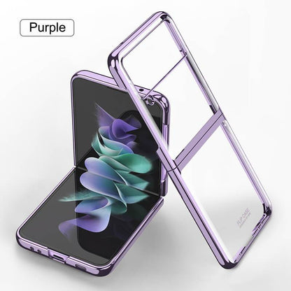 Plating Frame Transparent Back Hard Shockproof Full Protection - Samsung Galaxy Z Flip3 5G Phone Case Samsung Galaxy Z Flip 3 Case