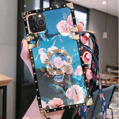 Stylish French Style Flower - Lanyard Ring Samsung Galaxy Phone Case Samsung Galaxy Phone Cases