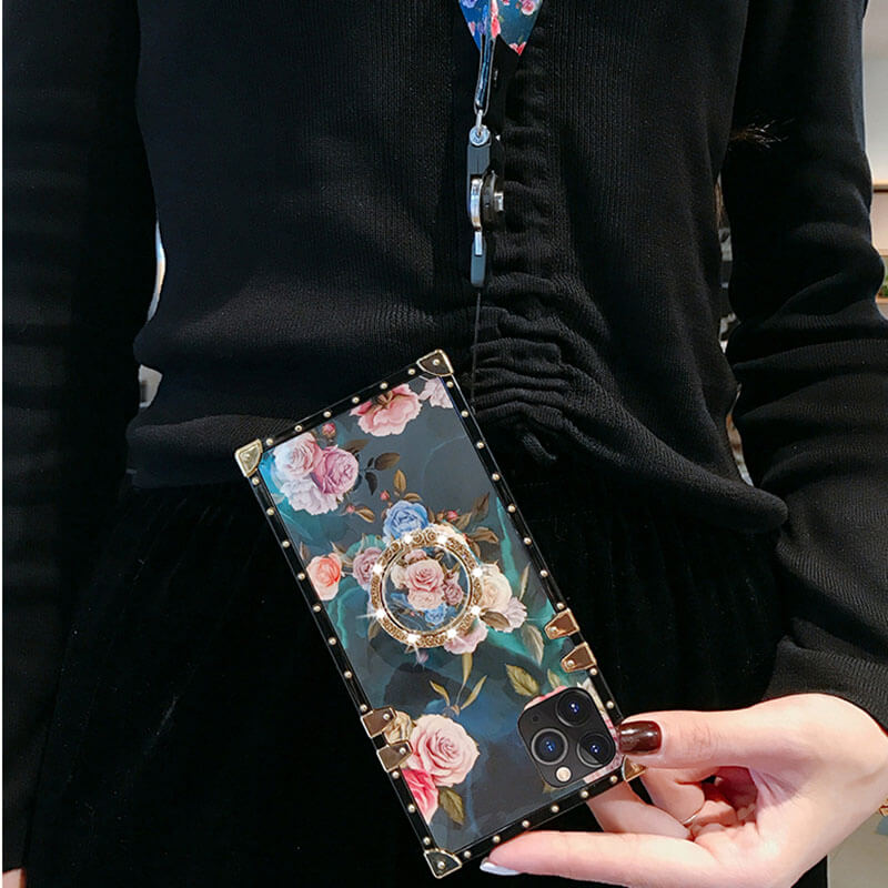 Stylish French Style Flower - Lanyard Ring iPhone Case iPhone Case