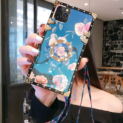 Stylish French Style Flower - Lanyard Ring iPhone Case iPhone Case