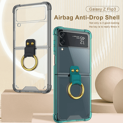 NEWEST Transparents Airbag Ring Holder Anti-knock Protection Cover For Samsung Galaxy Z Flip4 Flip3 5G Samsung Cases