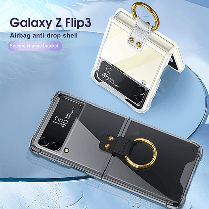 NEWEST Transparents Airbag Ring Holder Anti-knock Protection Cover For Samsung Galaxy Z Flip4 Flip3 5G Samsung Cases
